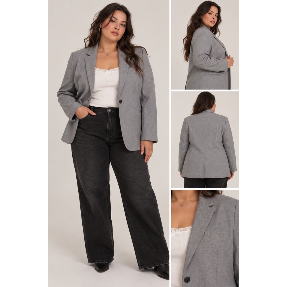 Banana Republic Blazer Womens 16 Gray Single Button Classic Office Professional